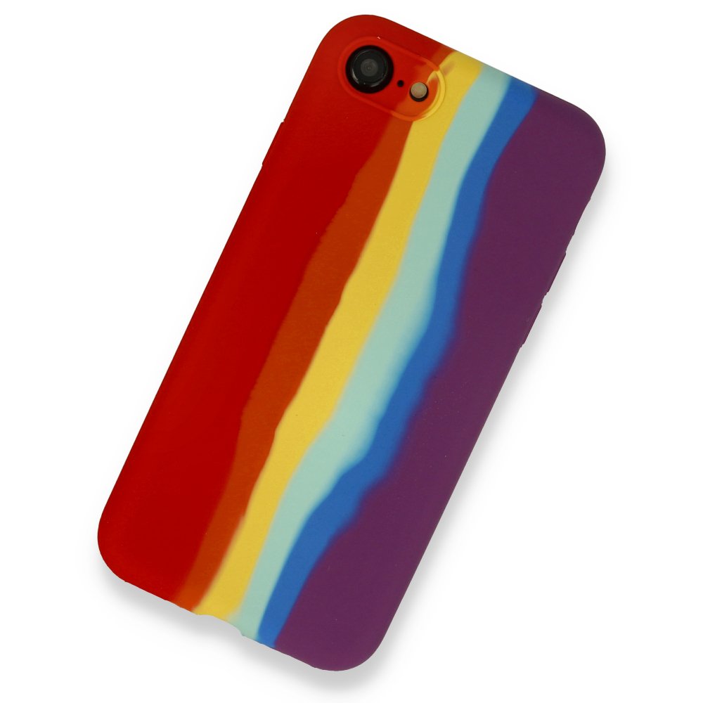 Newface iPhone 7 Kılıf Ebruli Lansman Silikon - Kırmızı-Mor