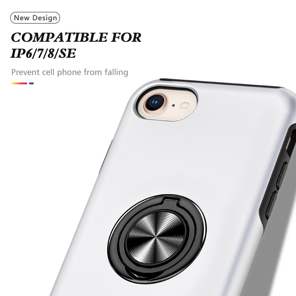 Newface iPhone 7 Kılıf Elit Yüzüklü Kapak - Gümüş