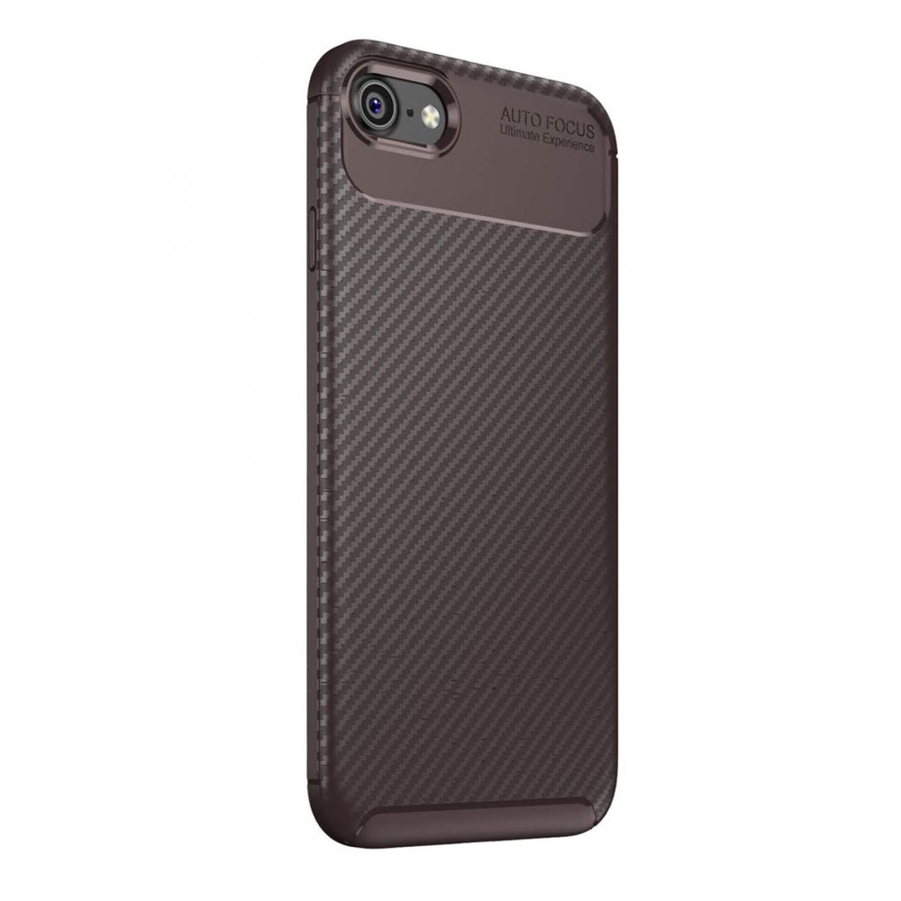 Newface iPhone 7 Kılıf Focus Karbon Silikon - Kahverengi