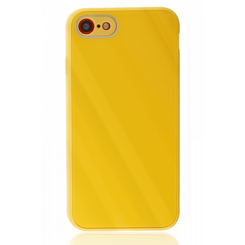 Newface iPhone 7 Kılıf Glass Kapak - Sarı