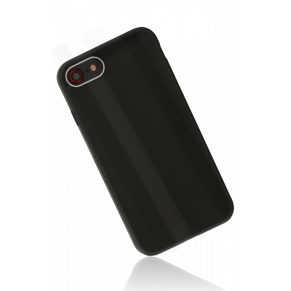 Newface iPhone 7 Kılıf Glass Kapak - Siyah