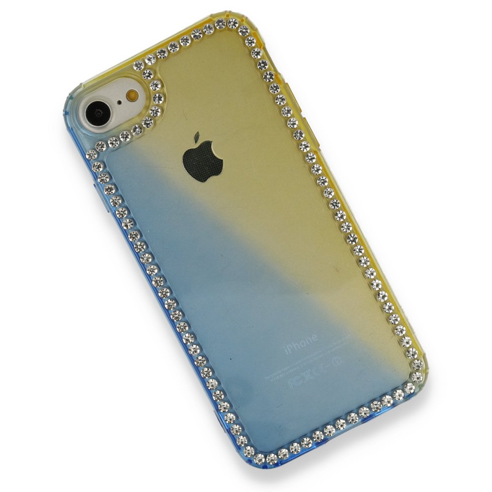 Newface iPhone 7 Kılıf İmaj Silikon - Mavi-Sarı