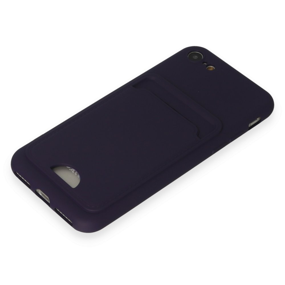Newface iPhone 7 Kılıf Kelvin Kartvizitli Silikon - Derin Mor