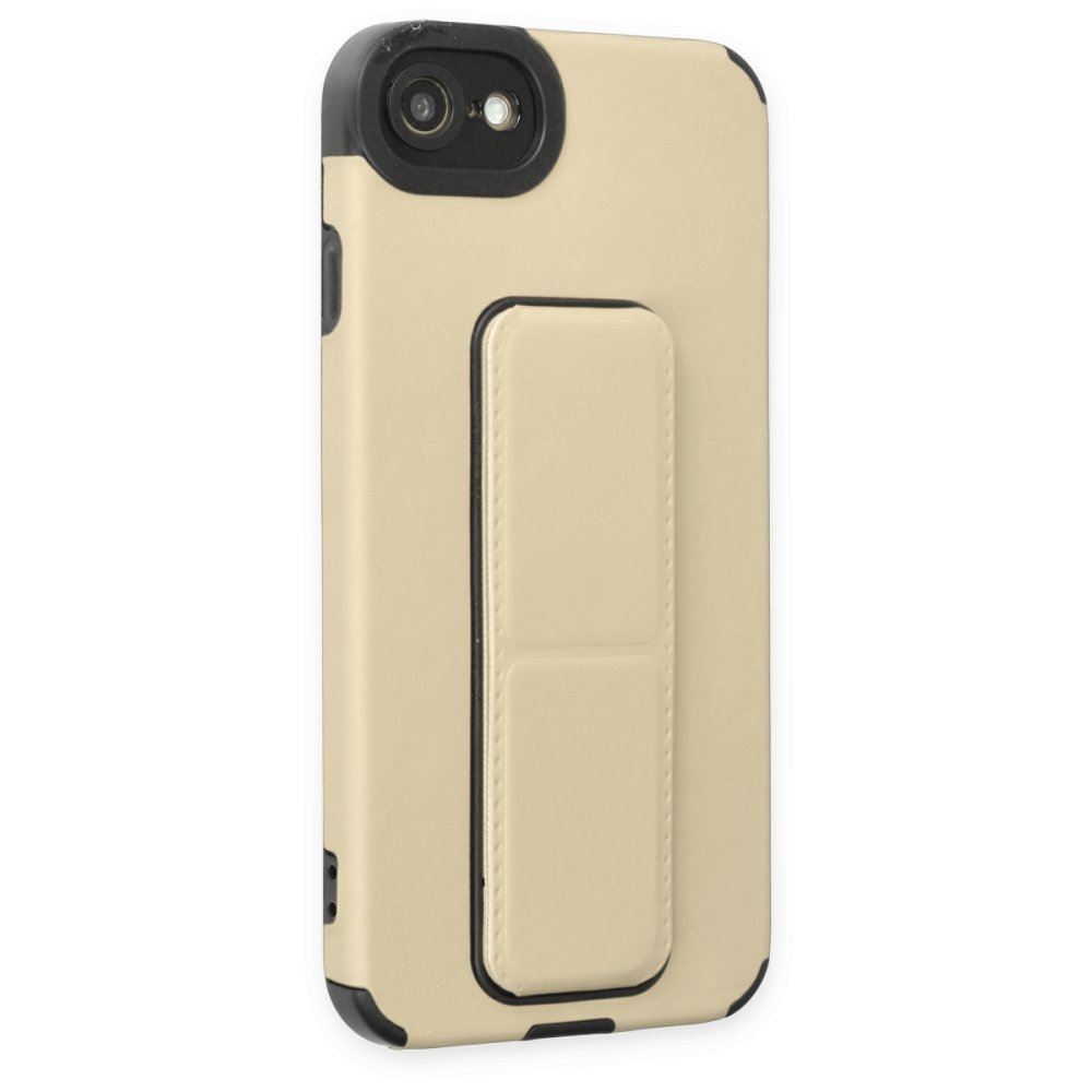 Newface iPhone 7 Kılıf Mega Standlı Silikon - Gold