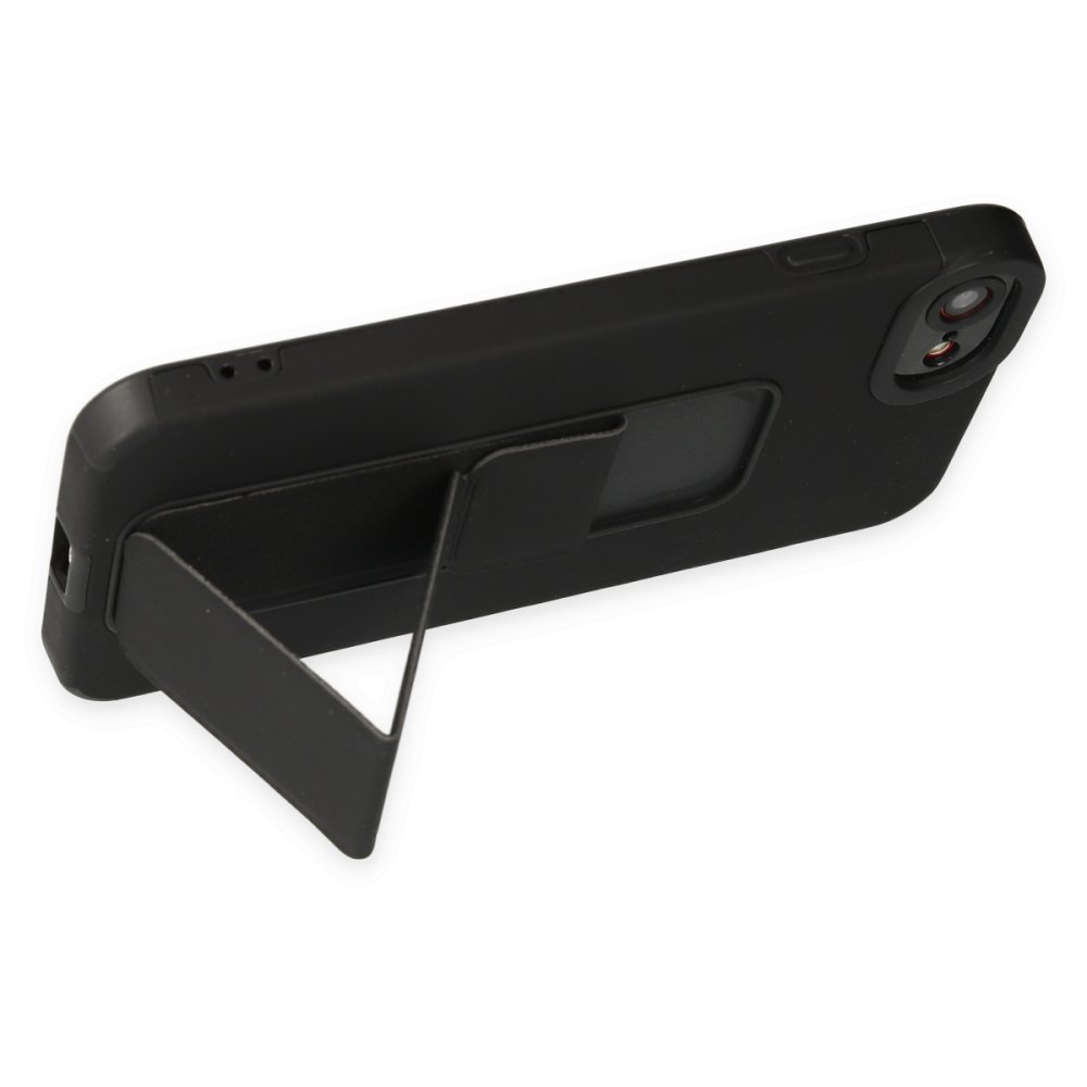 Newface iPhone 7 Kılıf Mega Standlı Silikon - Siyah