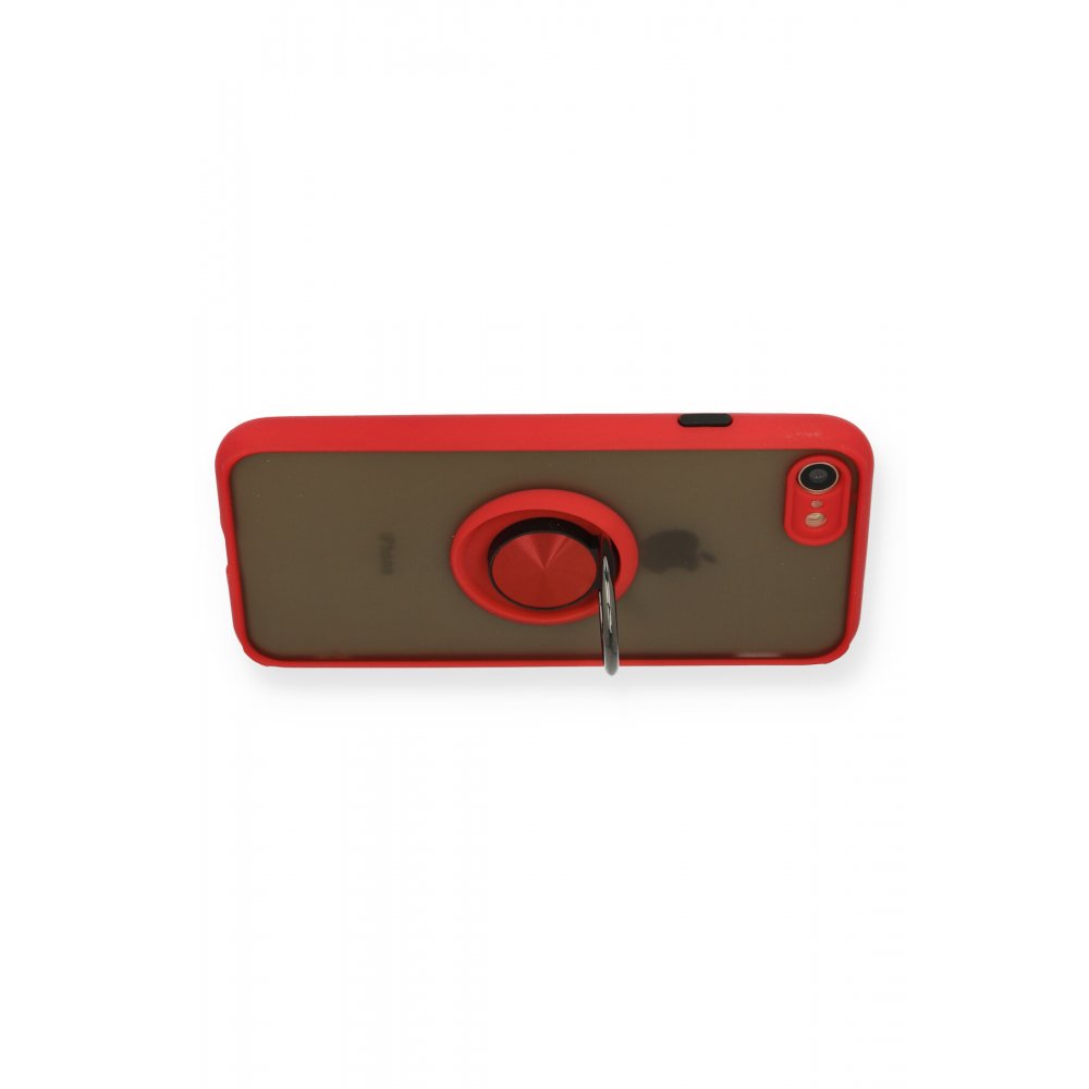 Newface iPhone 7 Kılıf Montreal Yüzüklü Silikon Kapak - Kırmızı