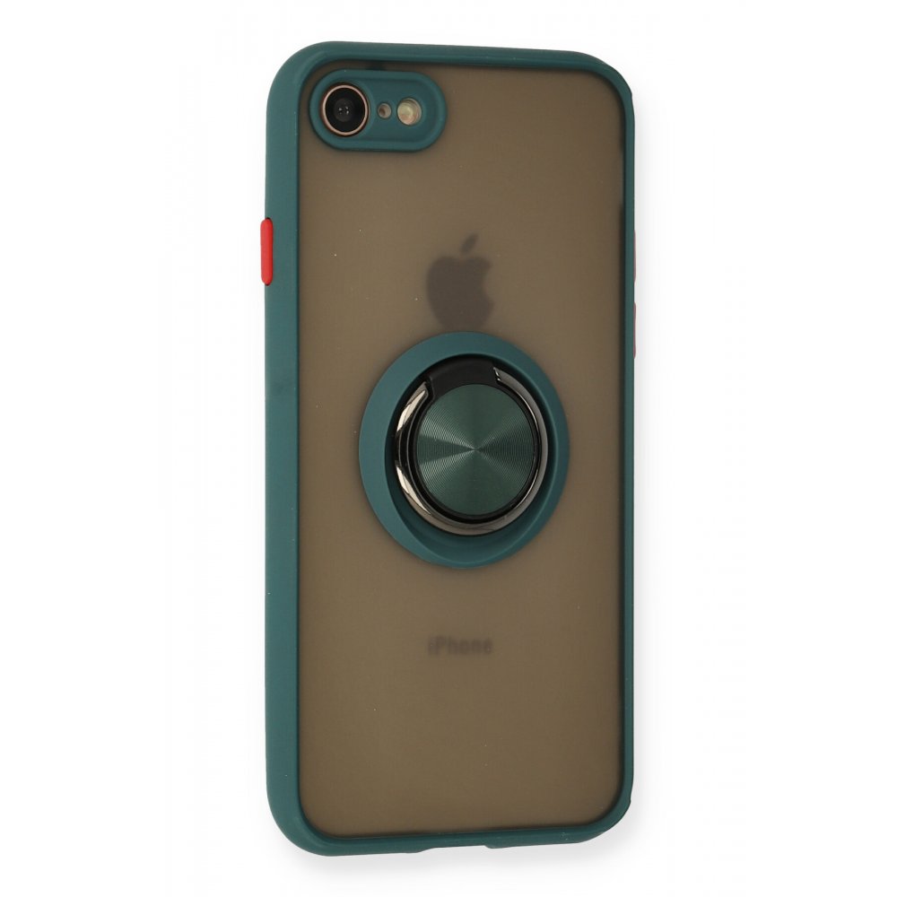 Newface iPhone 7 Kılıf Montreal Yüzüklü Silikon Kapak - Yeşil