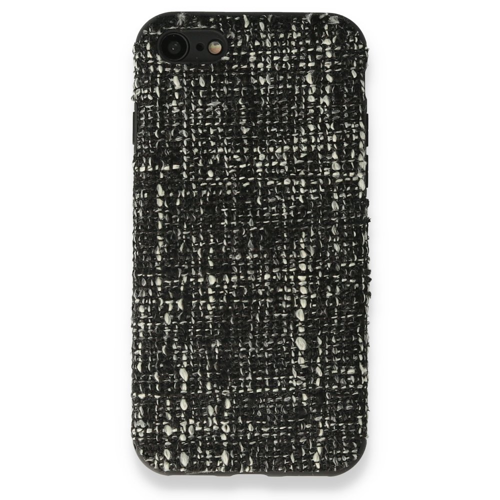 Newface iPhone SE 2020 Kılıf Ottoman Kumaş Silikon - Siyah