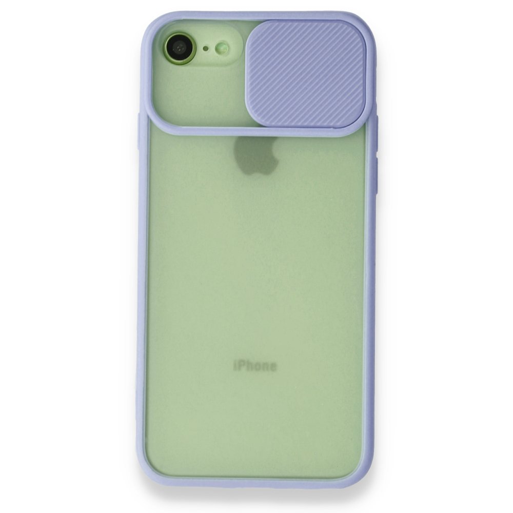 Newface iPhone 7 Kılıf Palm Buzlu Kamera Sürgülü Silikon - Lila