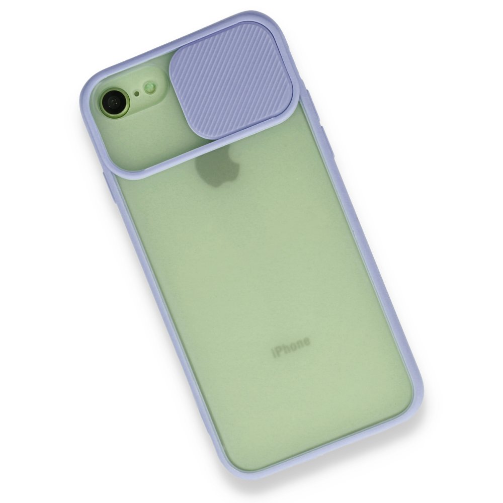 Newface iPhone 7 Kılıf Palm Buzlu Kamera Sürgülü Silikon - Lila
