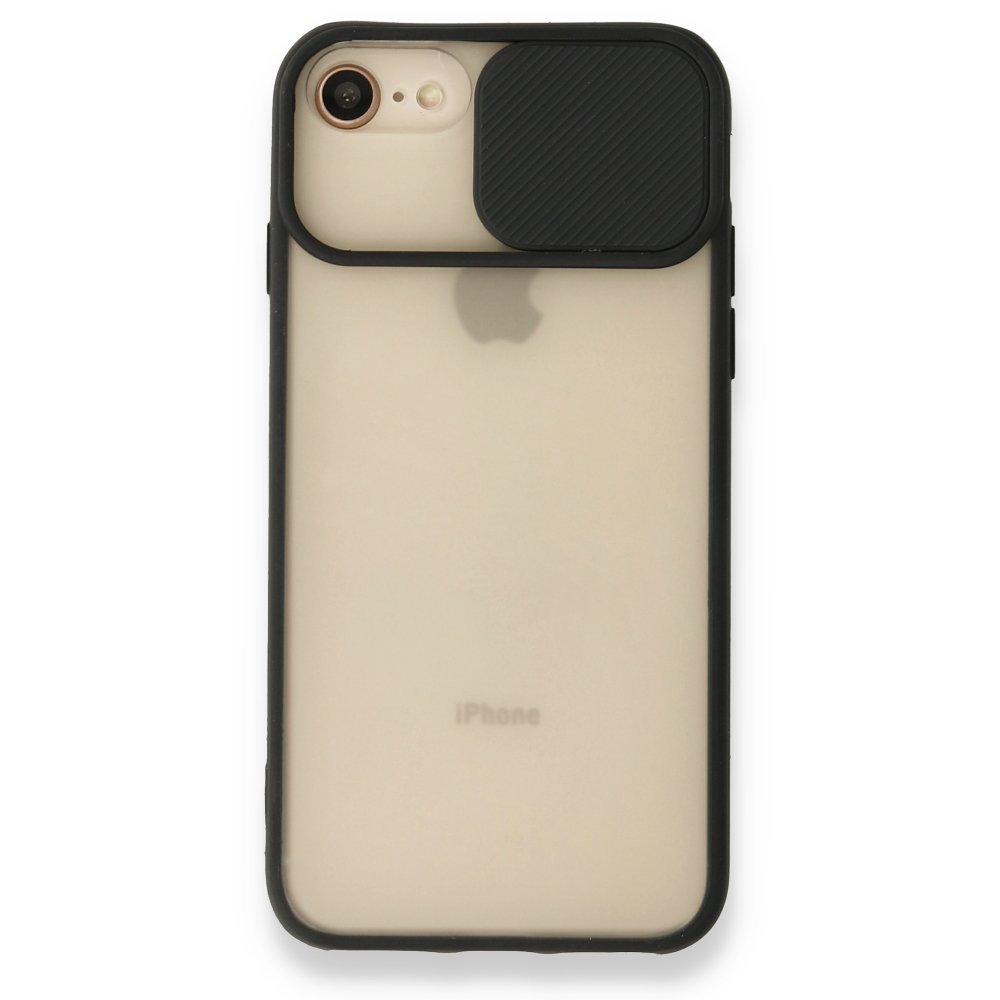 Newface iPhone 7 Kılıf Palm Buzlu Kamera Sürgülü Silikon - Siyah