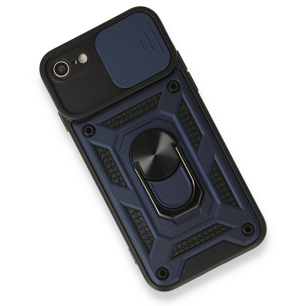 Newface iPhone SE 2020 Kılıf Pars Lens Yüzüklü Silikon - Lacivert