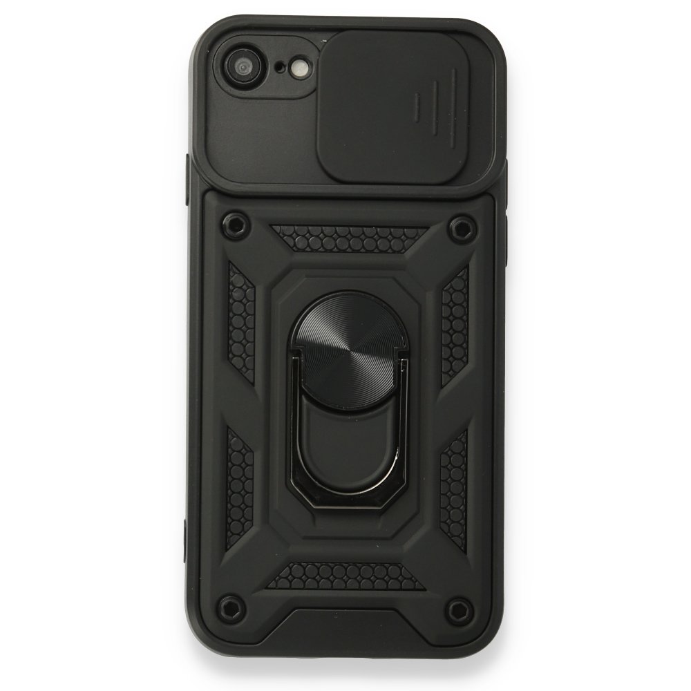 Newface iPhone 7 Kılıf Pars Lens Yüzüklü Silikon - Siyah