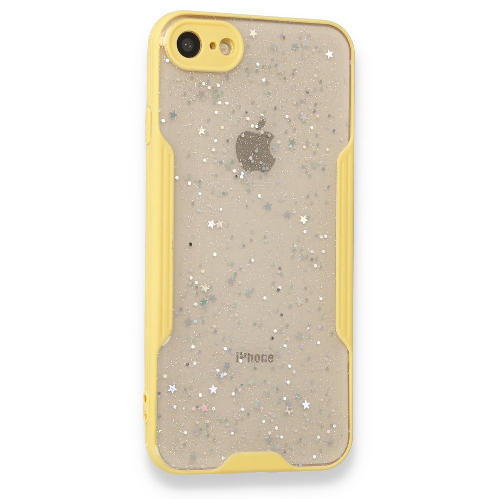 Newface iPhone 8 Kılıf Platin Simli Silikon - Sarı