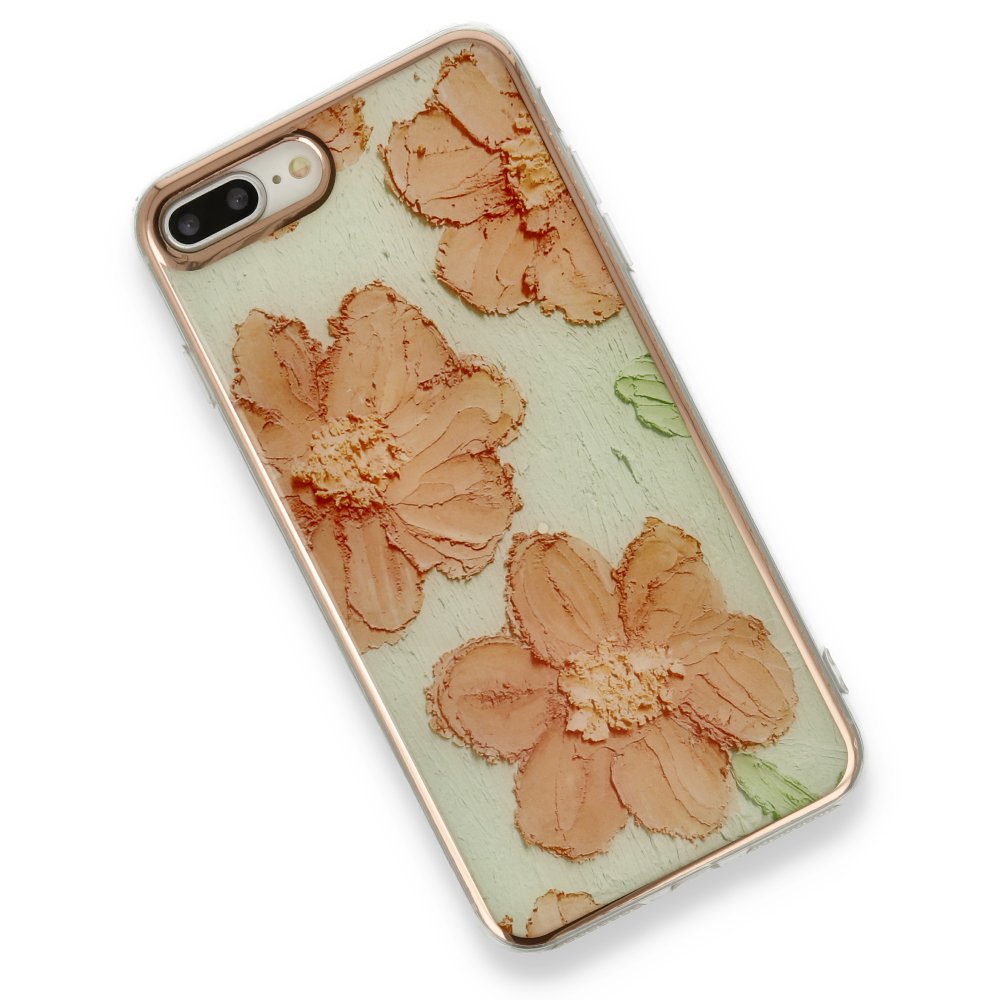 Newface iPhone 7 Plus Kılıf Çiçekli Silikon - Rose