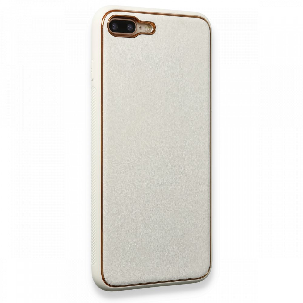 Newface iPhone 7 Plus Kılıf Coco Deri Silikon Kapak - Beyaz