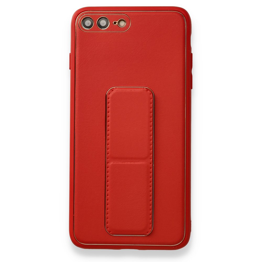 Newface iPhone 7 Plus Kılıf Coco Deri Standlı Kapak - Kırmızı