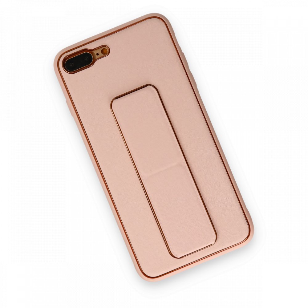 Newface iPhone 7 Plus Kılıf Coco Deri Standlı Kapak - Pudra