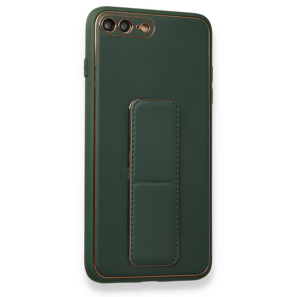 Newface iPhone 7 Plus Kılıf Coco Deri Standlı Kapak - Yeşil