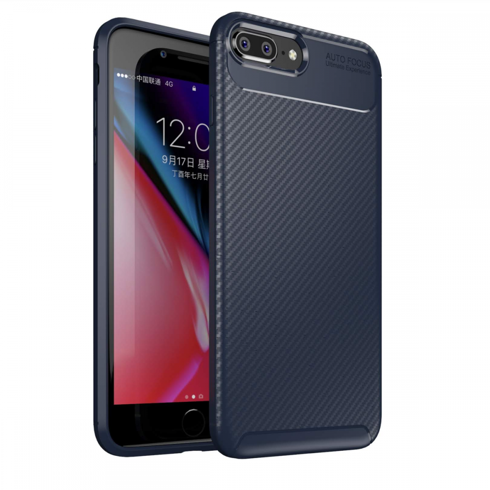 Newface iPhone 7 Plus Kılıf Auto Focus Karbon Kapak - Lacivert