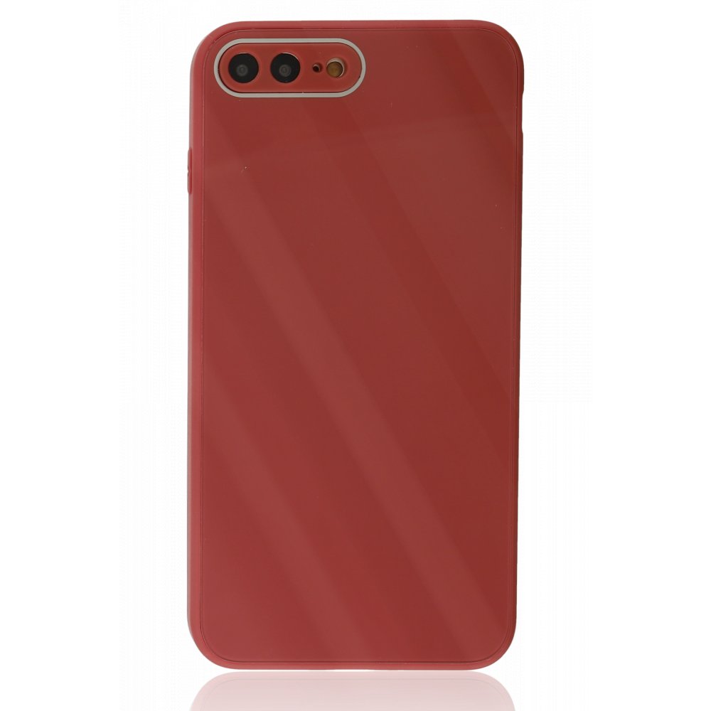 Newface iPhone 7 Plus Kılıf Glass Kapak - Bordo