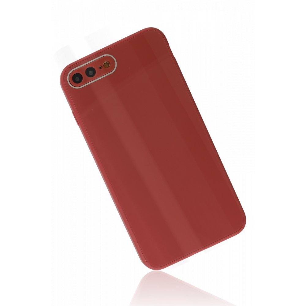 Newface iPhone 7 Plus Kılıf Glass Kapak - Bordo