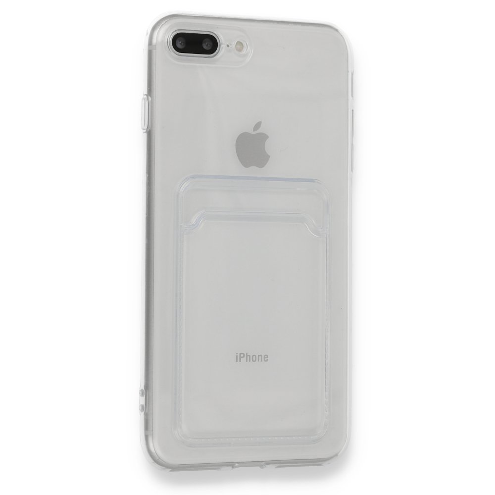 Newface iPhone 7 Plus Kılıf Kart Şeffaf Silikon - Şeffaf