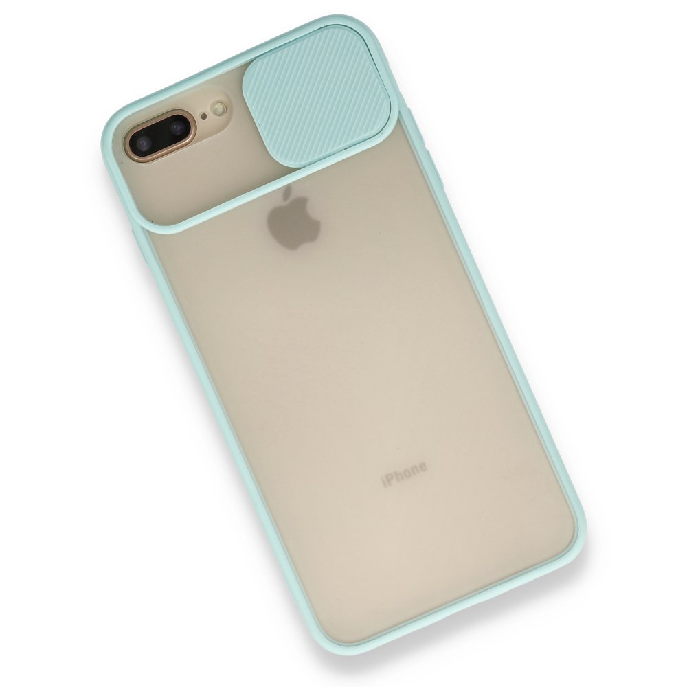 Newface iPhone 7 Plus Kılıf Palm Buzlu Kamera Sürgülü Silikon - Turkuaz
