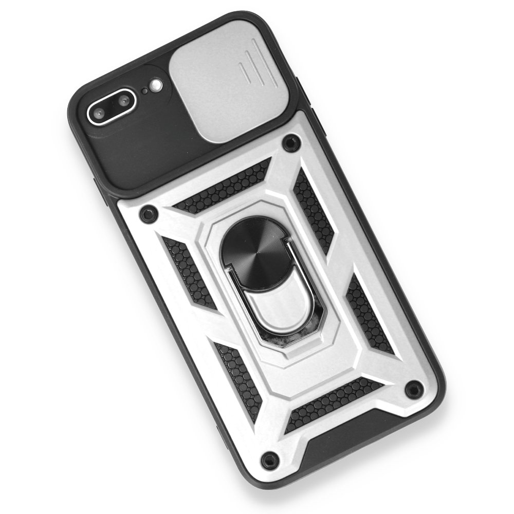 Newface iPhone 7 Plus Kılıf Pars Lens Yüzüklü Silikon - Gümüş