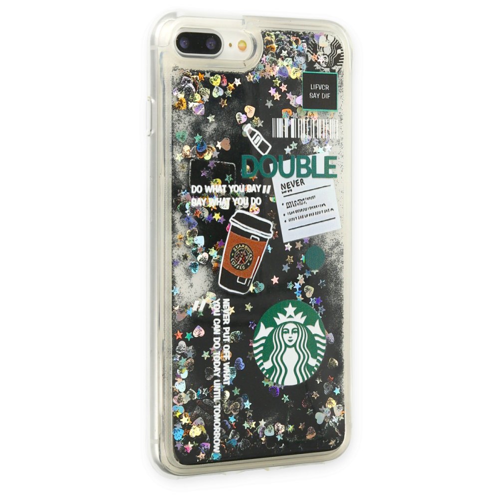Newface iPhone 7 Plus Kılıf Starbuck Sulu Silikon - Siyah