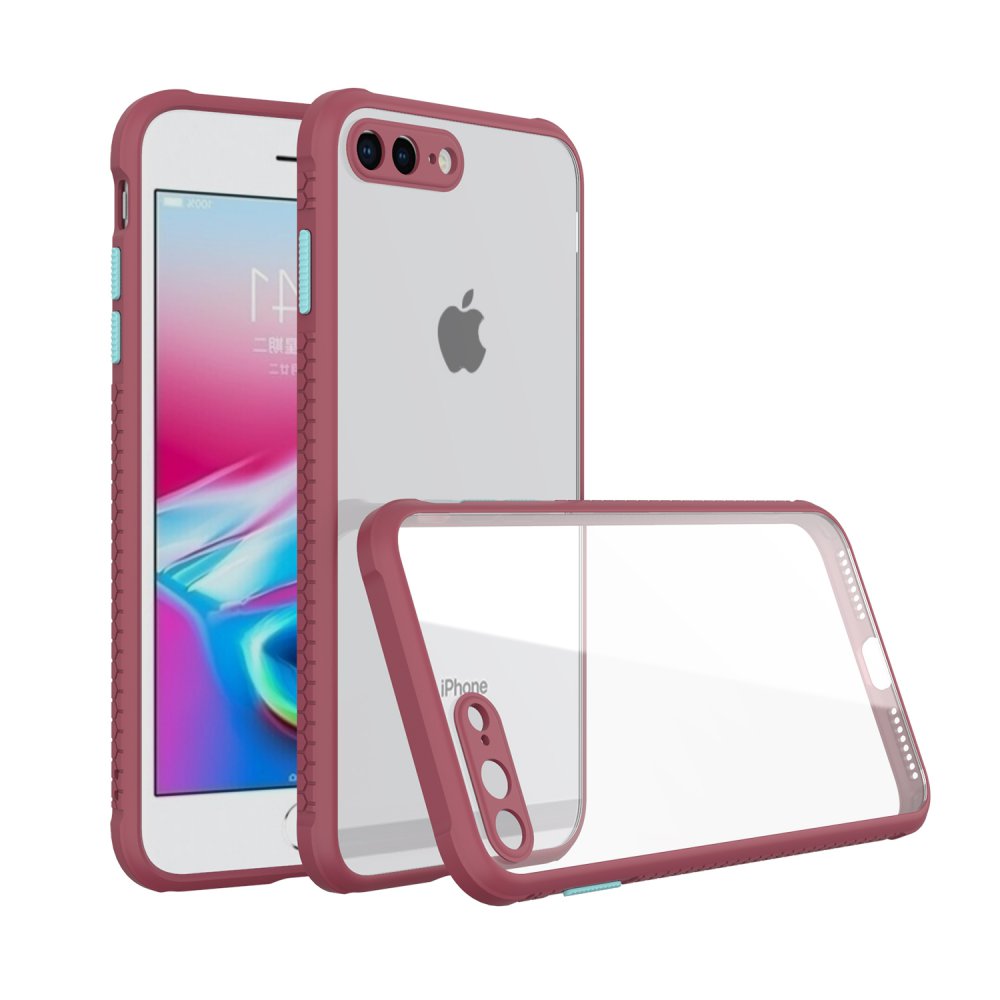 Newface iPhone 7 Plus Kılıf Miami Şeffaf Silikon - Fuşya