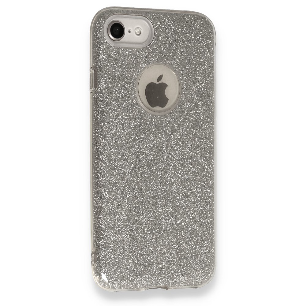 Newface iPhone SE 2020 Kılıf Simli Katmanlı Silikon - Gümüş
