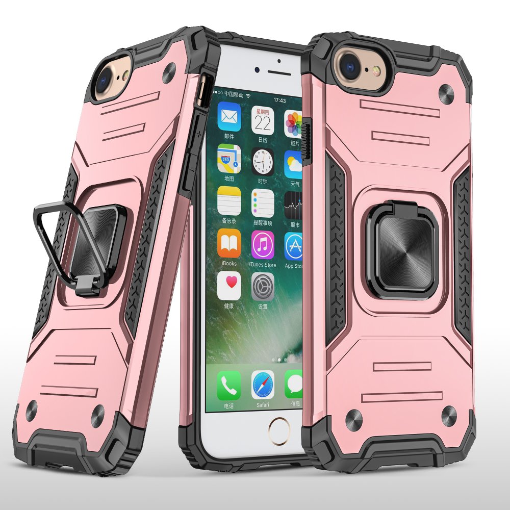 Newface iPhone 7 Kılıf Zegna Yüzüklü Silikon Kapak - Rose