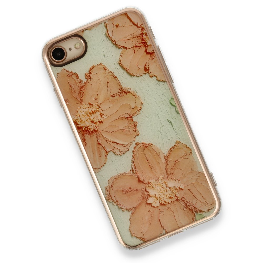 Newface iPhone 8 Kılıf Çiçekli Silikon - Rose