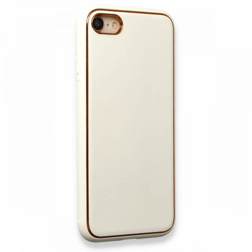Newface iPhone 8 Kılıf Coco Deri Silikon Kapak - Beyaz