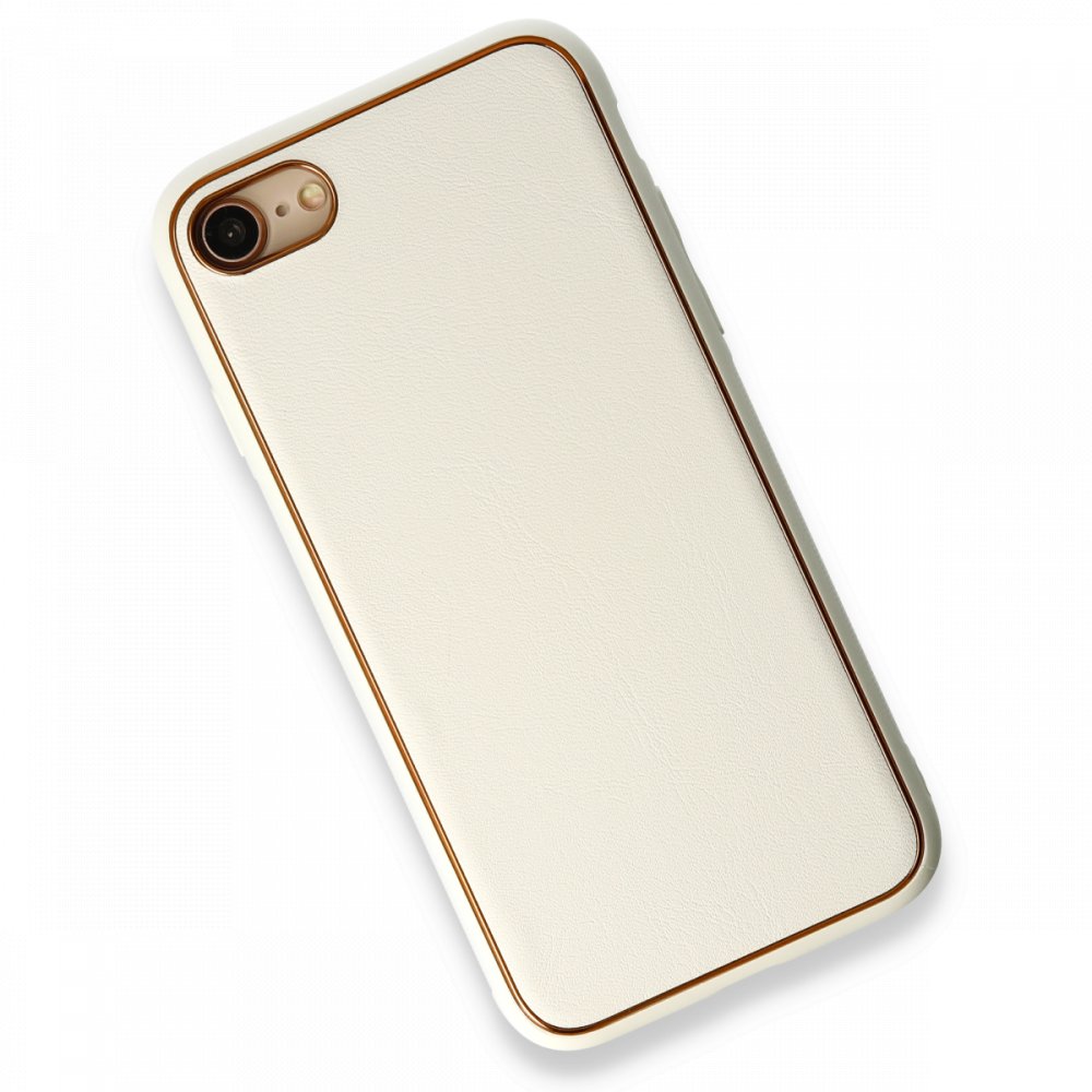 Newface iPhone 8 Kılıf Coco Deri Silikon Kapak - Beyaz