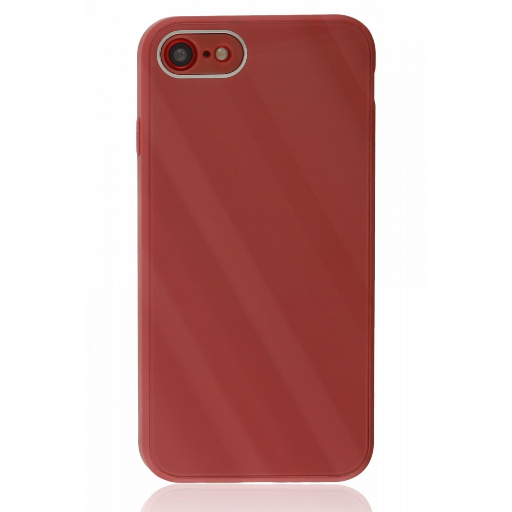 Newface iPhone 8 Kılıf Glass Kapak - Bordo