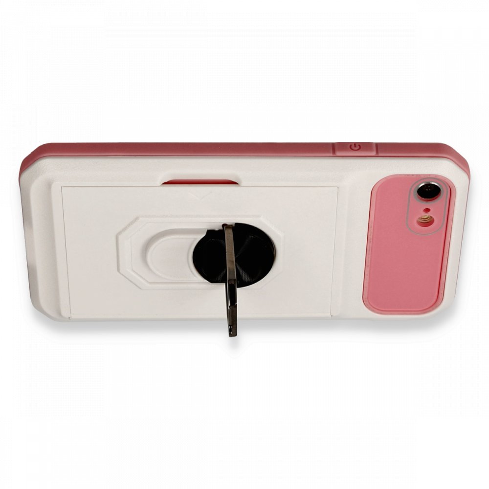 Newface iPhone 8 Kılıf Klik Yüzüklü Kartvizitli Silikon - Beyaz