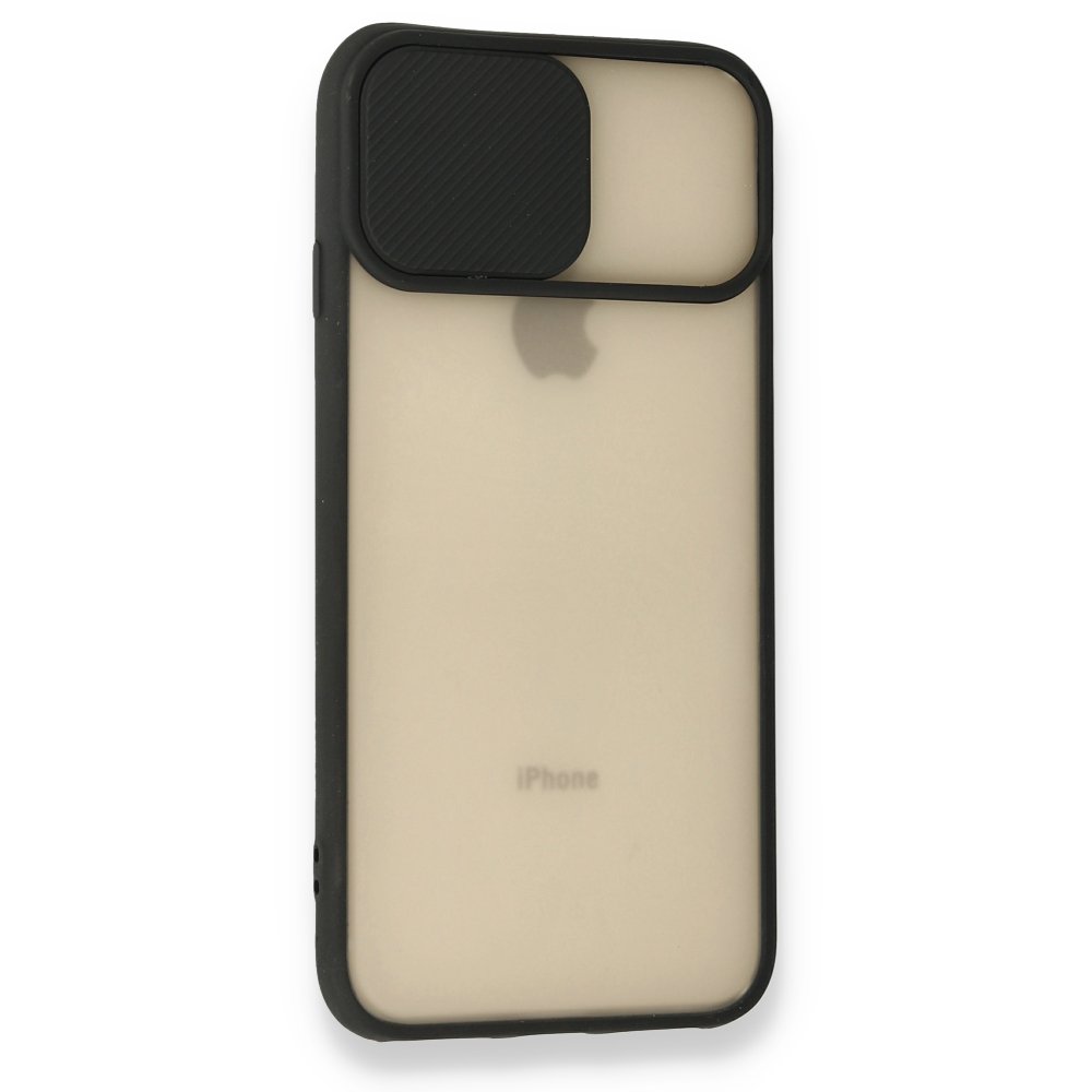 Newface iPhone 8 Kılıf Palm Buzlu Kamera Sürgülü Silikon - Siyah