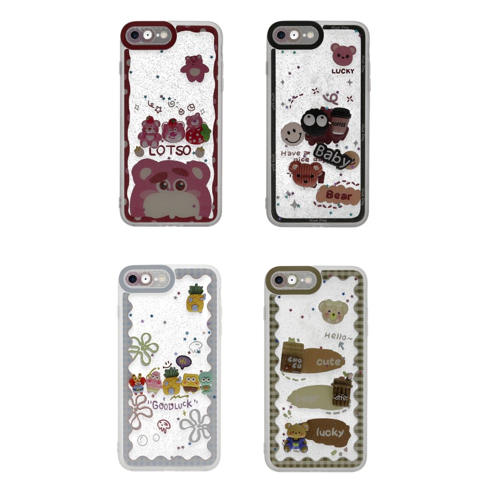 Newface iPhone 8 Kılıf Sweet Desenli Silikon Kapak - Açık Mavi