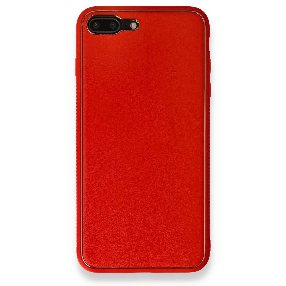 Newface iPhone 8 Plus Kılıf Coco Deri Silikon Kapak - Kırmızı