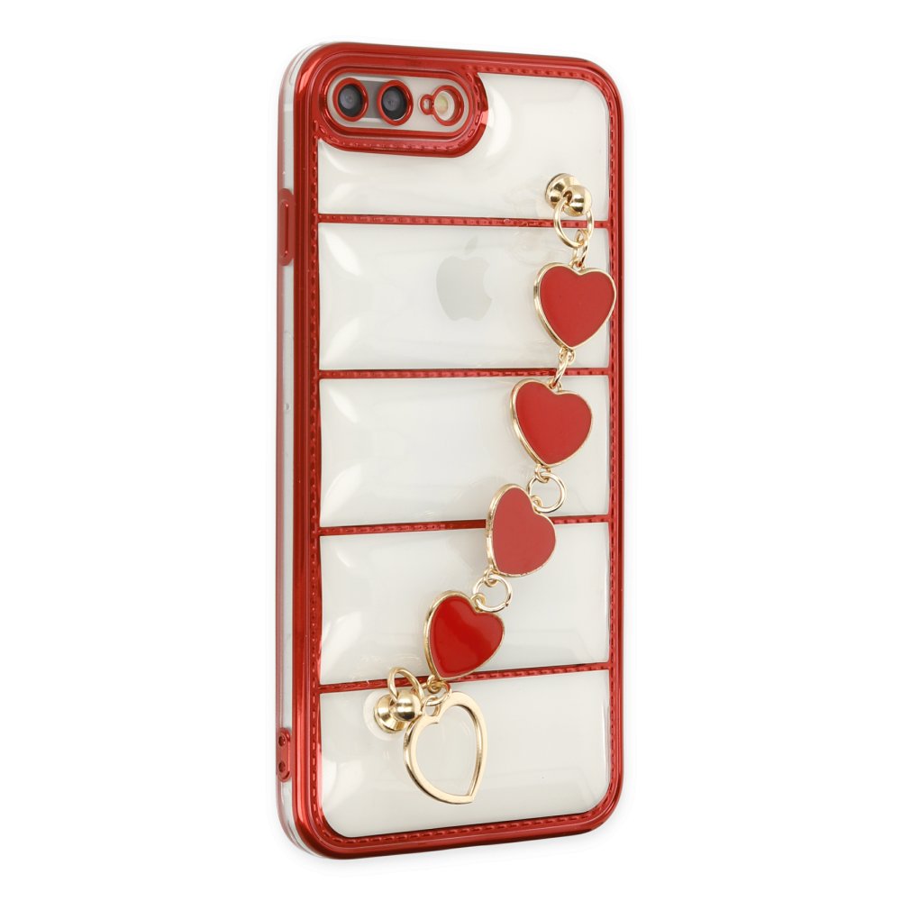 Newface iPhone 8 Plus Kılıf Berlin Elcekli Silikon - Kırmızı