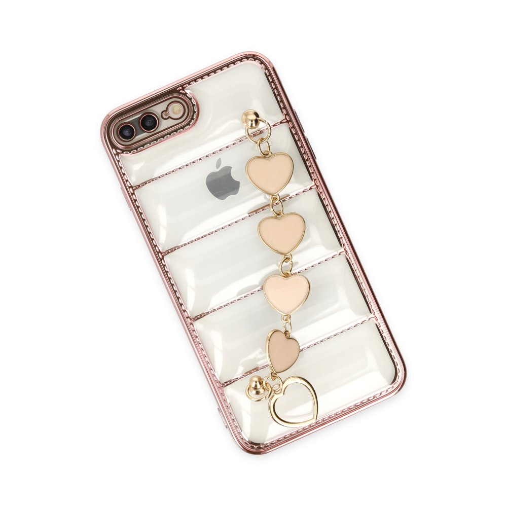 Newface iPhone 8 Plus Kılıf Berlin Elcekli Silikon - Rose