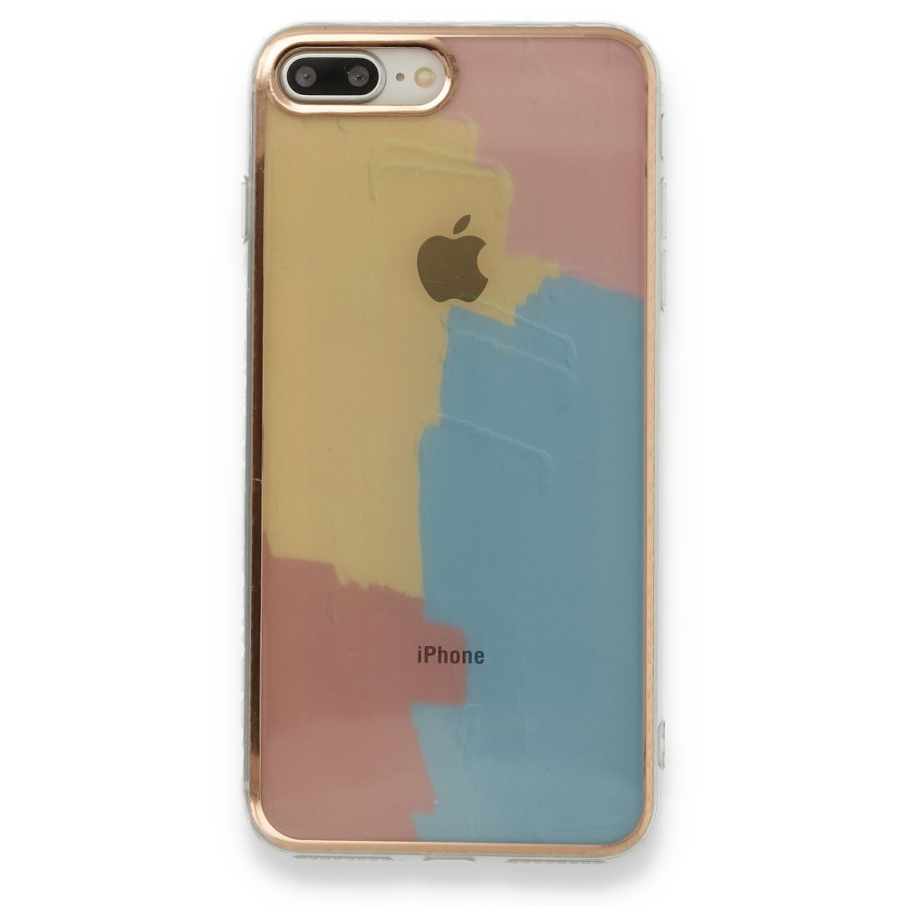 Newface iPhone 8 Plus Kılıf Çiçekli Silikon - Kırmızı