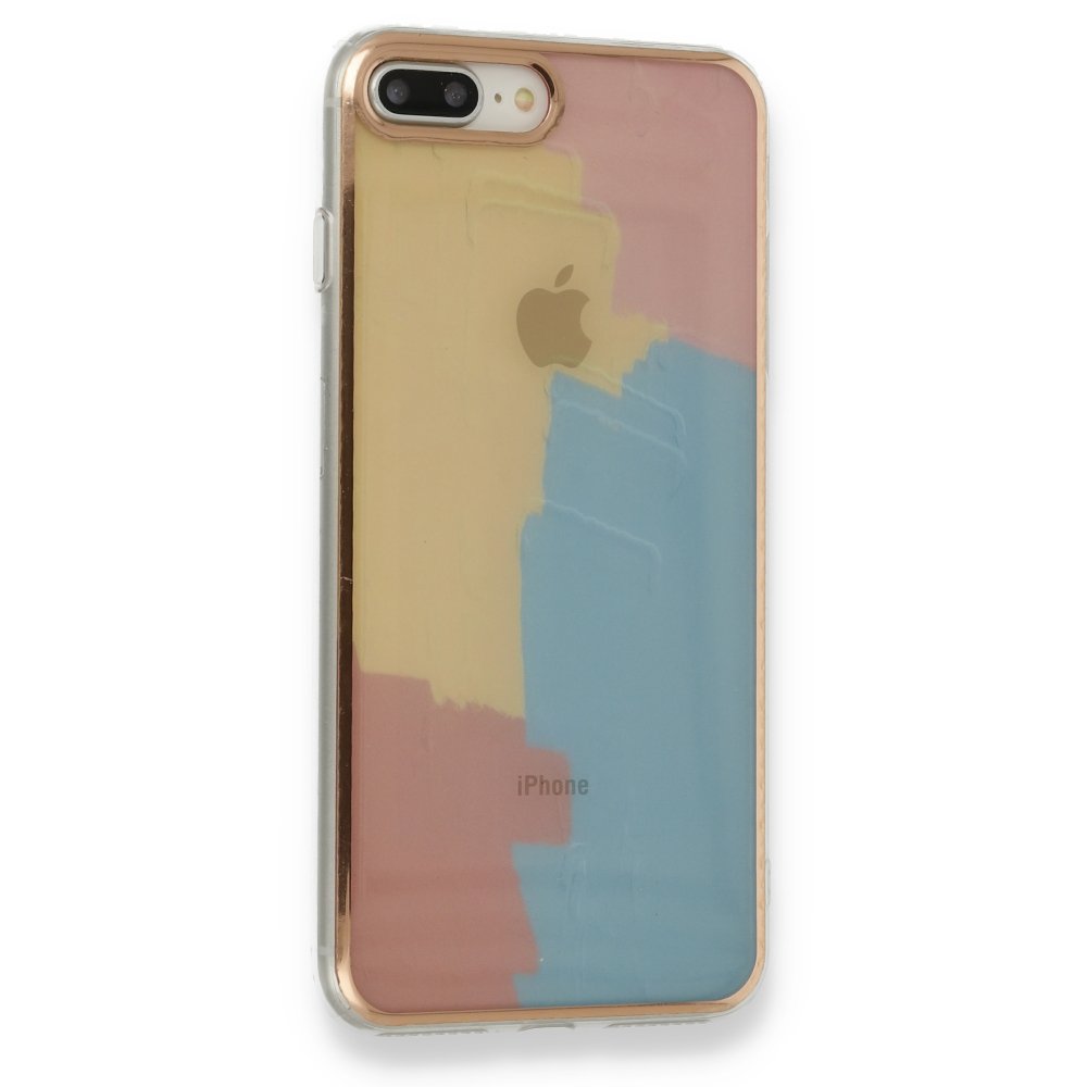 Newface iPhone 8 Plus Kılıf Çiçekli Silikon - Kırmızı