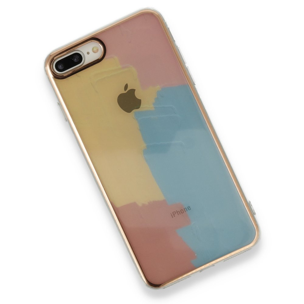 Newface iPhone 8 Plus Kılıf Çiçekli Silikon - Kırmızı