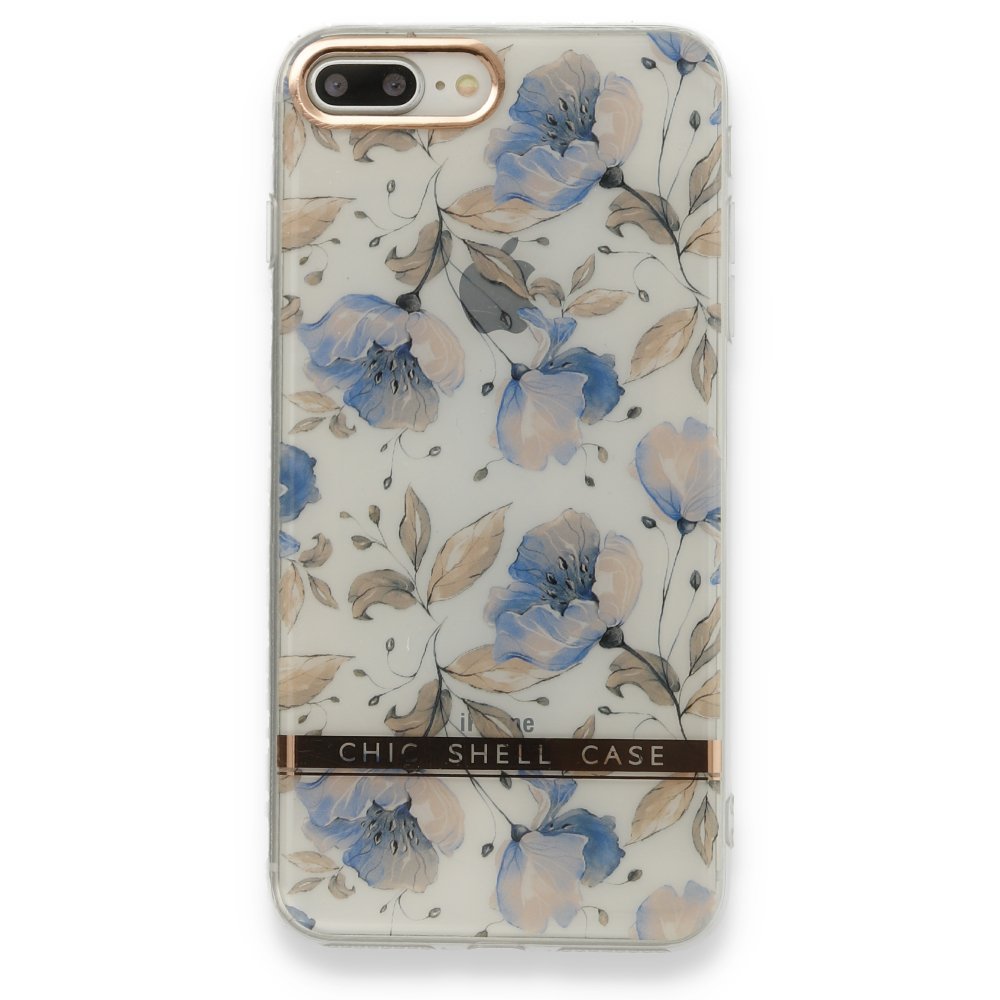 Newface iPhone 8 Plus Kılıf Çiçekli Silikon - Lila