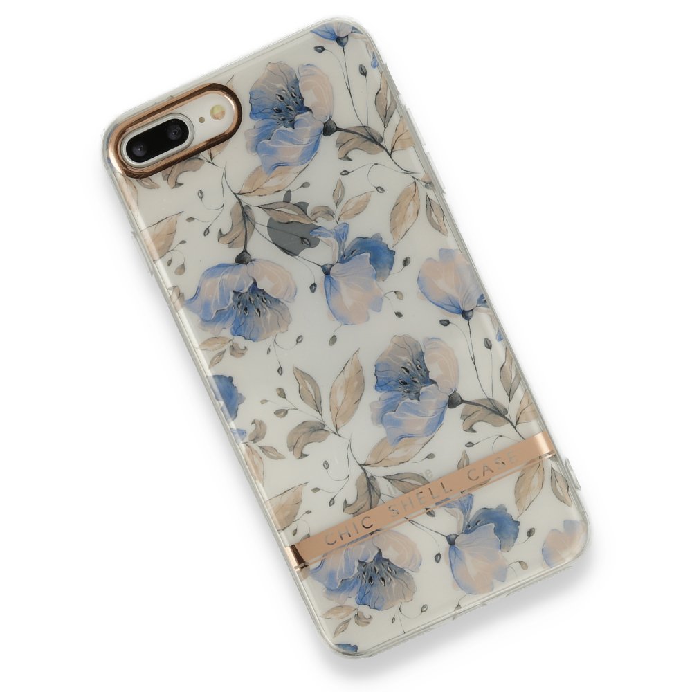 Newface iPhone 8 Plus Kılıf Çiçekli Silikon - Lila