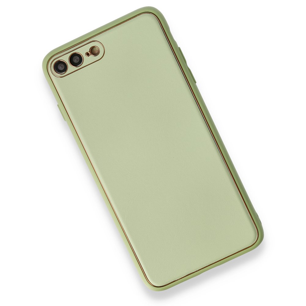 Newface iPhone 8 Plus Kılıf Coco Deri Silikon Kapak - Açık Yeşil
