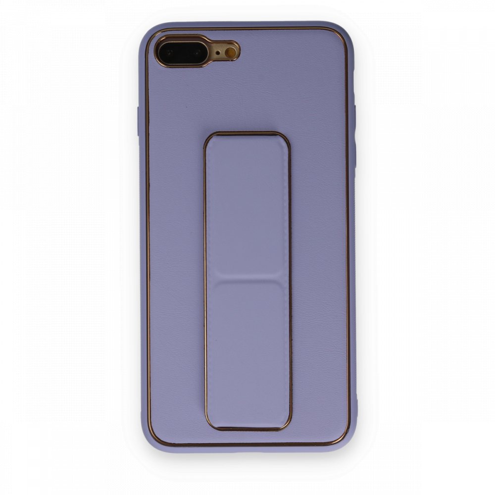 Newface iPhone 8 Plus Kılıf Coco Deri Standlı Kapak - Lila